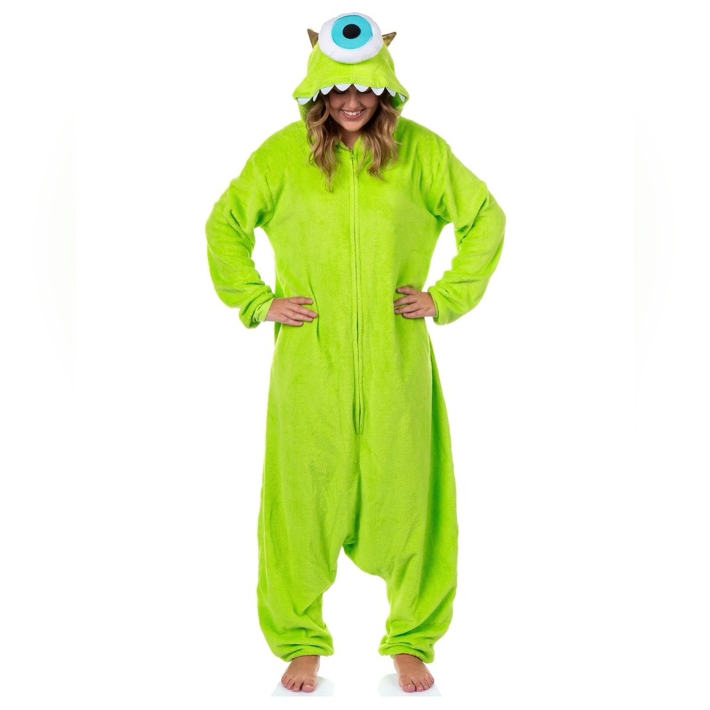 Disney Pixar Monster’s Inc. Mike Wazowski Unisex Lime Green Hooded Pajama Onesie